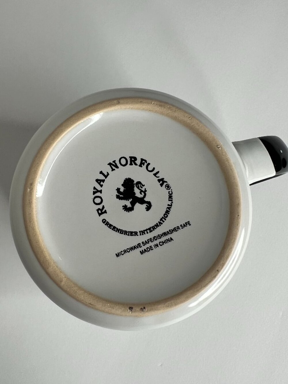 Royal Norfolk Oversized Ceramic Coffee Mug Monogrammed S 16 oz - Picture 3 of 5